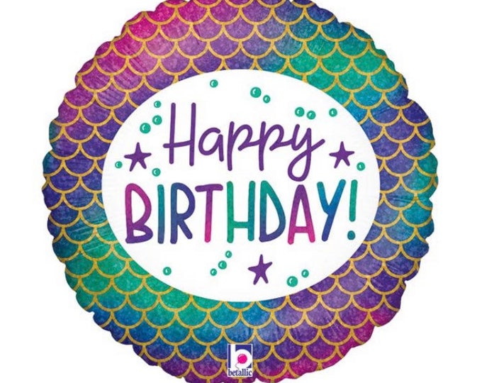 Mermaid Happy Birthday Balloons | Drive by Birthday Party Decor | Mermaid Balloons | Ombré Balloons | Mermaid Birthday Party