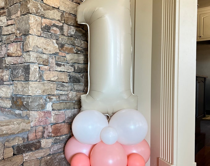 Coral Balloon Tower Kit | Sweet to be One Balloon Centerpiece | Coral and Melon Balloon Display | One in a Melon Birthday Balloons