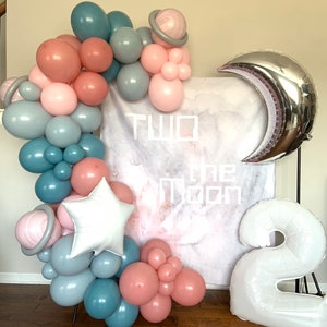 Two The Moon Balloon Garland Pastel Galaxy Baby Shower Twinkle Little Star Balloon Garland Over The Moon Baby Two The Moon Birthday image 8