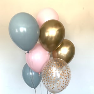 Pastel Galaxy Balloons | Pink and Blue Balloons | Dusty Blue and Blush Bridal Shower Decor | Gender Reveal Baby Shower