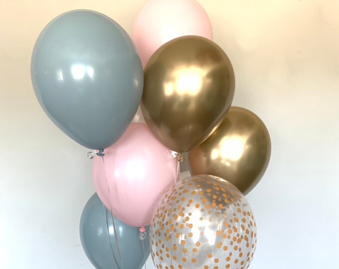 Pastel Galaxy Balloons | Pink and Blue Balloons | Dusty Blue and Blush Bridal Shower Decor | Gender Reveal Baby Shower