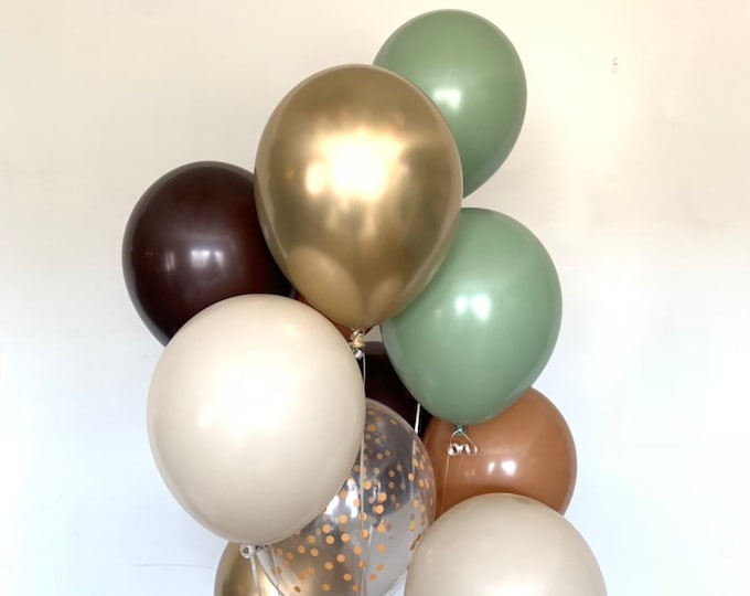 Green and Brown Balloons | Woodland Balloons | Camo Balloons | Woodland Baby Shower Decor | Camouflage Baby Shower