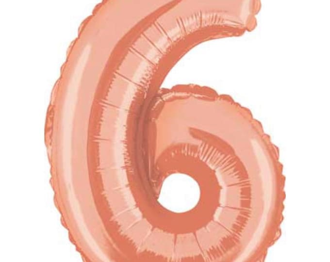 Air-fill 6th Birthday Balloons | 6th Birthday Party Decor | 6th Birthday Banner | Rose Gold Birthday Party Photo Props |  14”Number Balloon