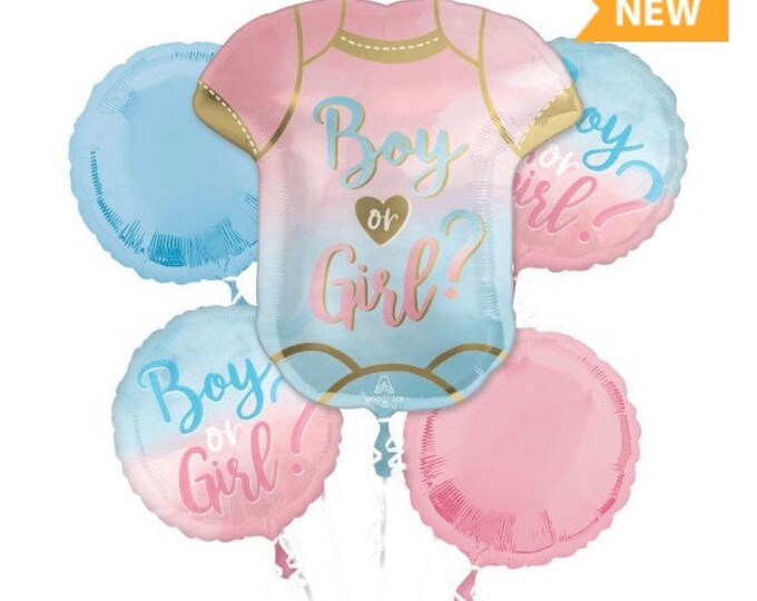 Boy or Girl Baby Bodysuit Balloon |Pink and Blue Balloons | Gender Reveal Balloons | Gender Reveal Baby Shower Balloons | Baby Shower Decor