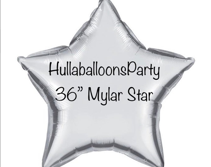 36” Silver Star Balloon | Twinkle Little Star Balloons | Birthday Party Decor | Galaxy Birthday Balloons | Silver Star Balloon