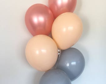 Rose Gold Balloon Bouquet | Blush and Gray Balloons | Rose Gold and Blush Balloons | Rose Gold Bridal Shower Decor | Boutique Balloons
