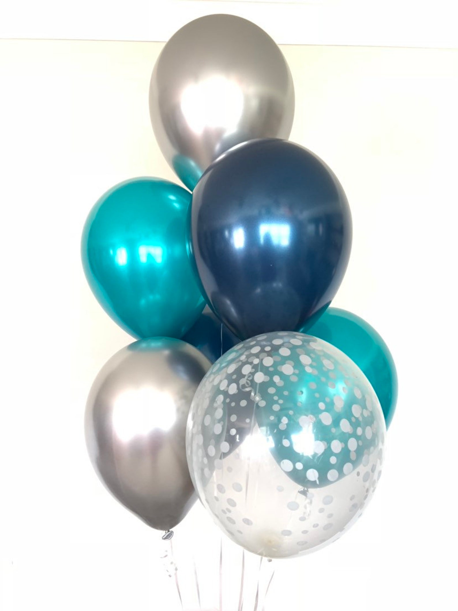 Navy Balloons Navy and Teal Balloons Silver and Teal Etsy