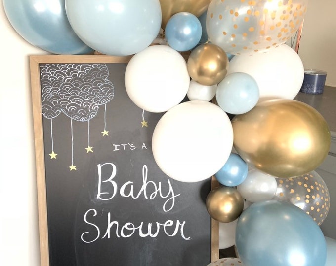 Slate Blue and Fog Balloon Garland Kit | Dusty Blue Bridal Shower Decor | Slate Blue Baby Shower | Something Blue Bridal