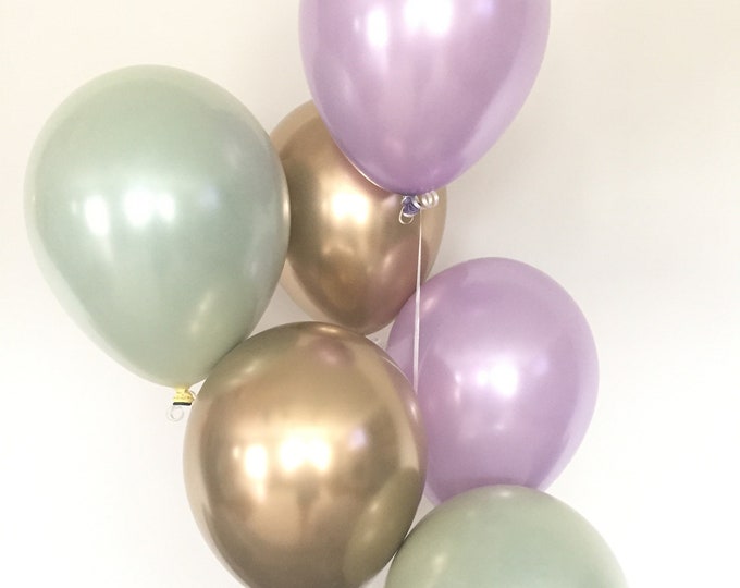 Sage Green and Lavender Balloons | Light Green Wedding Decor | Lavender and Gold Balloons | Spring Baby Shower |Spring Bridal Shower Decor