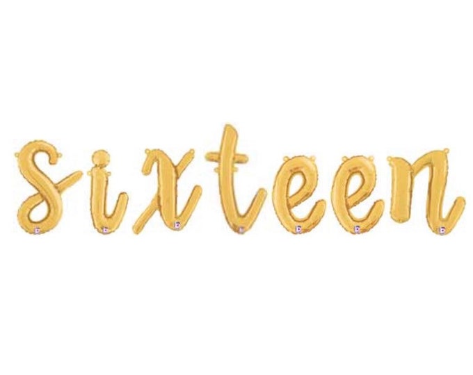 Sweet 16 Balloons | Sweet 16 Birthday Decor | Rose Gold Sweet Sixteen Birthday | Rose Gold Birthday Balloons | Script Balloon Letters