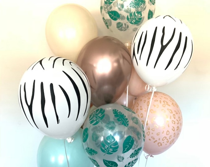 Tropical Safari Blush and Mint Balloons | Safari Baby Shower Decor | Muted Balloons | Tropical Bridal Shower | Safari Bridal Shower Decor