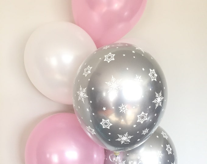 Baby It's Cold Outside Baby Shower Decor | Winter Baby Shower | Pink Balloons | Snowflake Balloons | It's A Girl Balloon