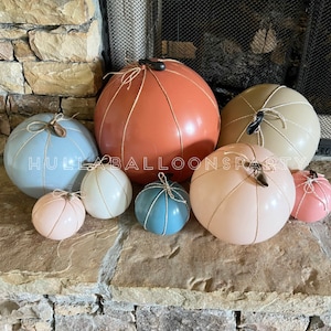Blue Pumpkin Balloon Kit DIY | Little Pumpkin Baby Shower Decor | Little Pumpkin First Birthday Party | Blush Pumpkin Balloons | Dusty Blue