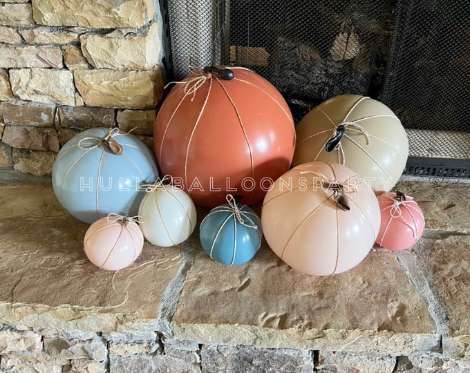 Blue Pumpkin Balloon Kit DIY | Little Pumpkin Baby Shower Decor | Little Pumpkin First Birthday Party | Blush Pumpkin Balloons | Dusty Blue