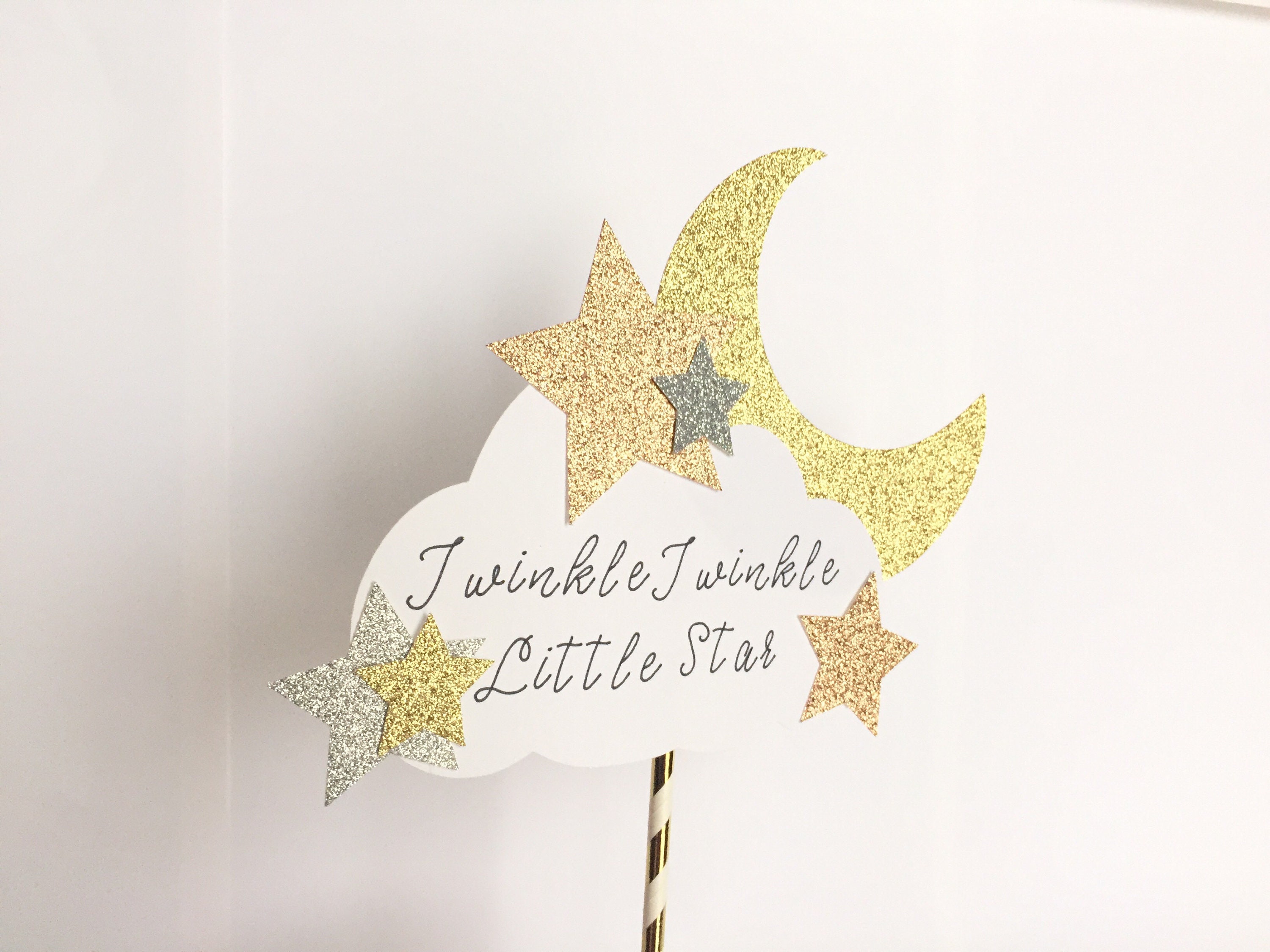 Twinkle Little Star Cake Topper | Rose Gold Baby Shower Decor | Girl ...