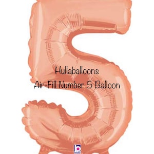 Air-fill 5th Birthday Balloons | 5th Birthday Party Decor | 5th Birthday Banner | Rose Gold Birthday Party Photo Props |  14”Number Balloon