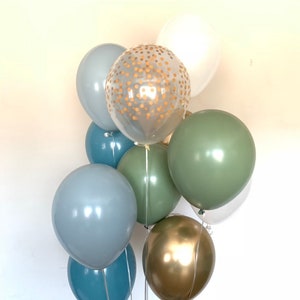 Dusty Blue and Green Balloons | Eucalyptus Balloons | Beach Bridal Shower | Dusty Blue Baby Shower Decor