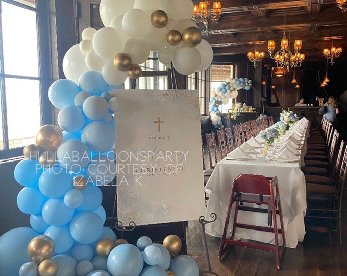 Blue Ombré Balloon Garland Kit | Light Blue Bridal Shower Decor | Blue & White Baby Shower | Something Blue Bridal