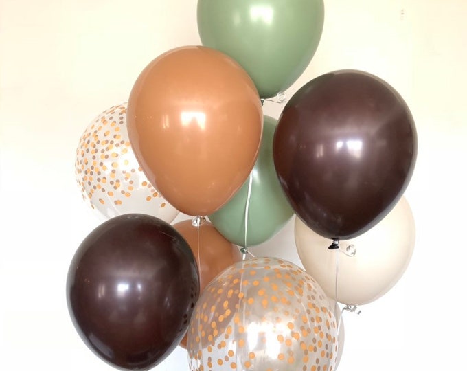 Green and Brown Balloons | Woodland Balloons | Camo Balloons | Woodland Baby Shower Decor | Camouflage Baby Shower