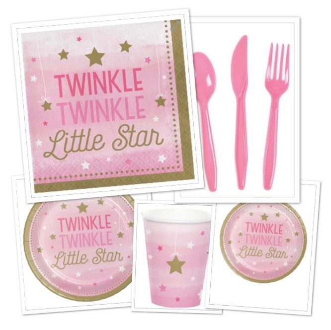 Twinkle Little Star Baby Shower Decor Party Tableware Pink Party