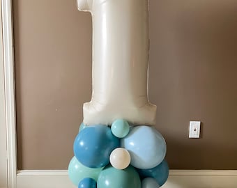 Blue and Green Balloon Tower Kit | Beach Balloons | The Big One Birthday Party | Surfs Up Birthday | Seaside Balloons | Beach Tower Kit