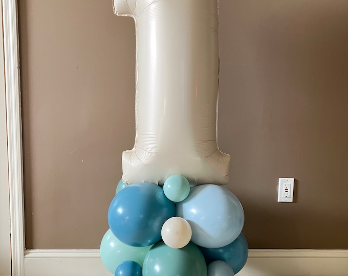 Blue and Green Balloon Tower Kit | Beach Balloons | The Big One Birthday Party | Surfs Up Birthday | Seaside Balloons | Beach Tower Kit