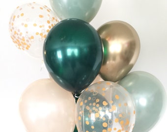 Sage Green Balloons | Light Green Wedding Decor | Green and Gold Balloons | Chrome Gold Balloons |Sage Green Bridal Shower Decor