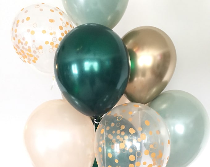 Sage Green Balloons | Light Green Wedding Decor | Green and Gold Balloons | Chrome Gold Balloons |Sage Green Bridal Shower Decor