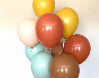 Burnt Orange and Mint Balloons | Mint and Sand Balloons | Beach Baby Shower | Mustard and Mint Baby Shower Decor | Harvest Baby