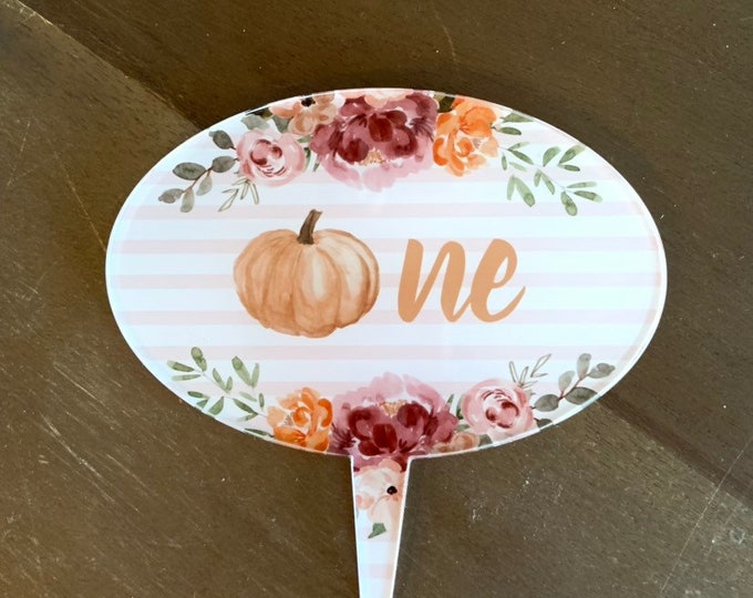 Little Pumpkin Acrylic Cake Topper |  One Pumpkin Cake Topper | Little Pumpkin First Birthday Cake Topper