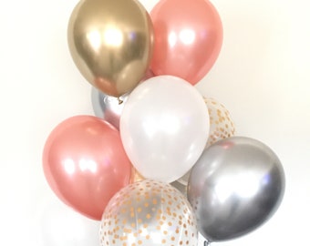 Rose goud en chroom ballonnen | Gouden en zilveren ballonnen | Goud en wit feestdecor | Oudjaarsfeest | Rose gouden bruiloft decor
