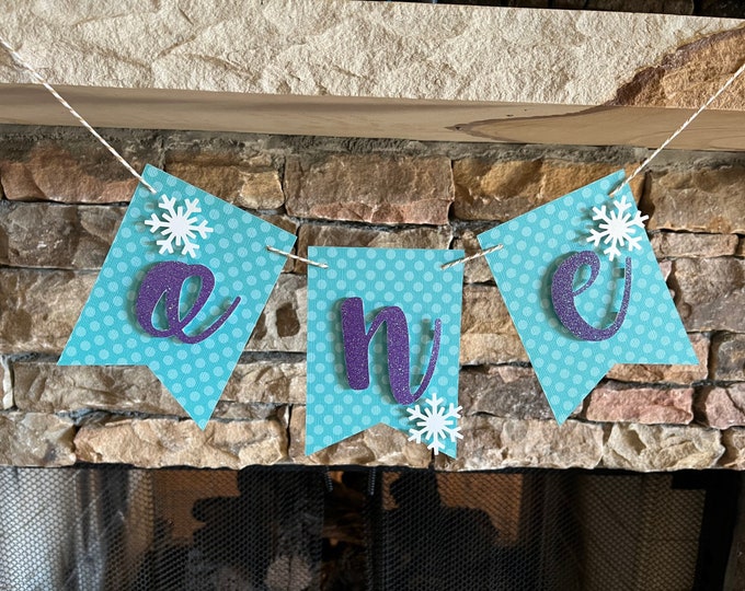 Teal Snowflake High Chair Banner | Teal and Purple Winter One Banner | Winter ONEderland One High Chair Banner | Snowflake First Birthday