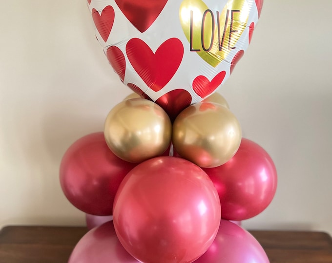 Valentines Day Balloon Centerpiece DIY Kit | Be My Valentine Balloons | I Love You Balloons | Galentines Day Party Decor