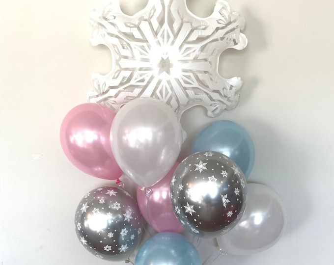 Baby It's Cold Outside Baby Shower Decor | Winter Baby Shower | Pink and Blue Balloons | Snowflake Balloons | Gender Reveal Balloon