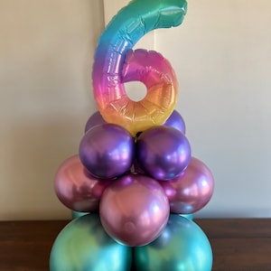 Sixth Birthday Balloon Centerpiece | 6th Birthday Balloons | Sixth Birthday Tabletop Balloons | Table Numbers