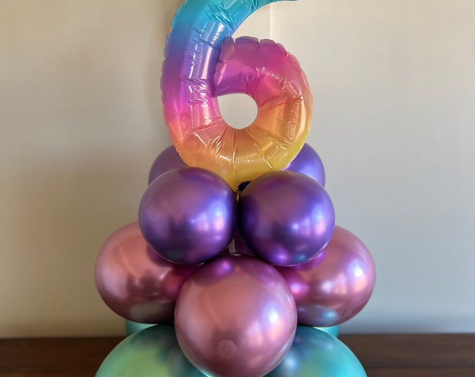 Sixth Birthday Balloon Centerpiece | 6th Birthday Balloons | Sixth Birthday Tabletop Balloons | Table Numbers