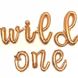 Wild One Balloons | Wild One Baby Shower Decor | Gold Wild One First Birthday Party | Gold Wild One Script Balloons | Script Balloon Letters