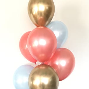 Coral Balloons | Rose Gold and Blue Balloons | Coral Bridal Shower Decor | Rose Gold Baby Shower Decor | Birthday Balloons