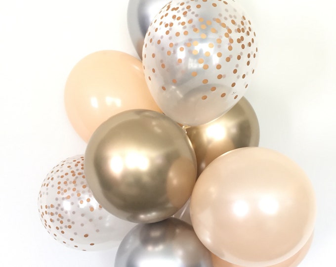 Blush and Gold Balloons | Blush and Chrome Balloons | Gold and Blush Balloons | Gold Bridal Shower Decor | Blush Bridal Shower