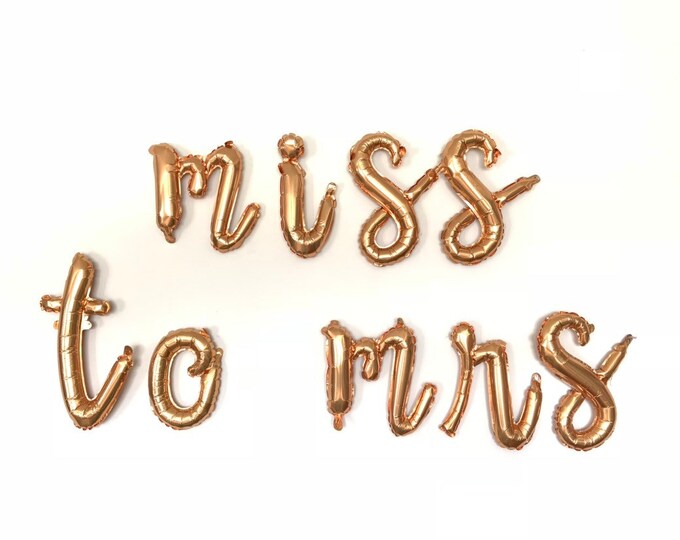 Miss To Mrs Balloons | Gold Miss To Mrs Banner | Gold Bridal Shower Decor | Gold Bachelorette Party Decor | Gold Script Balloons