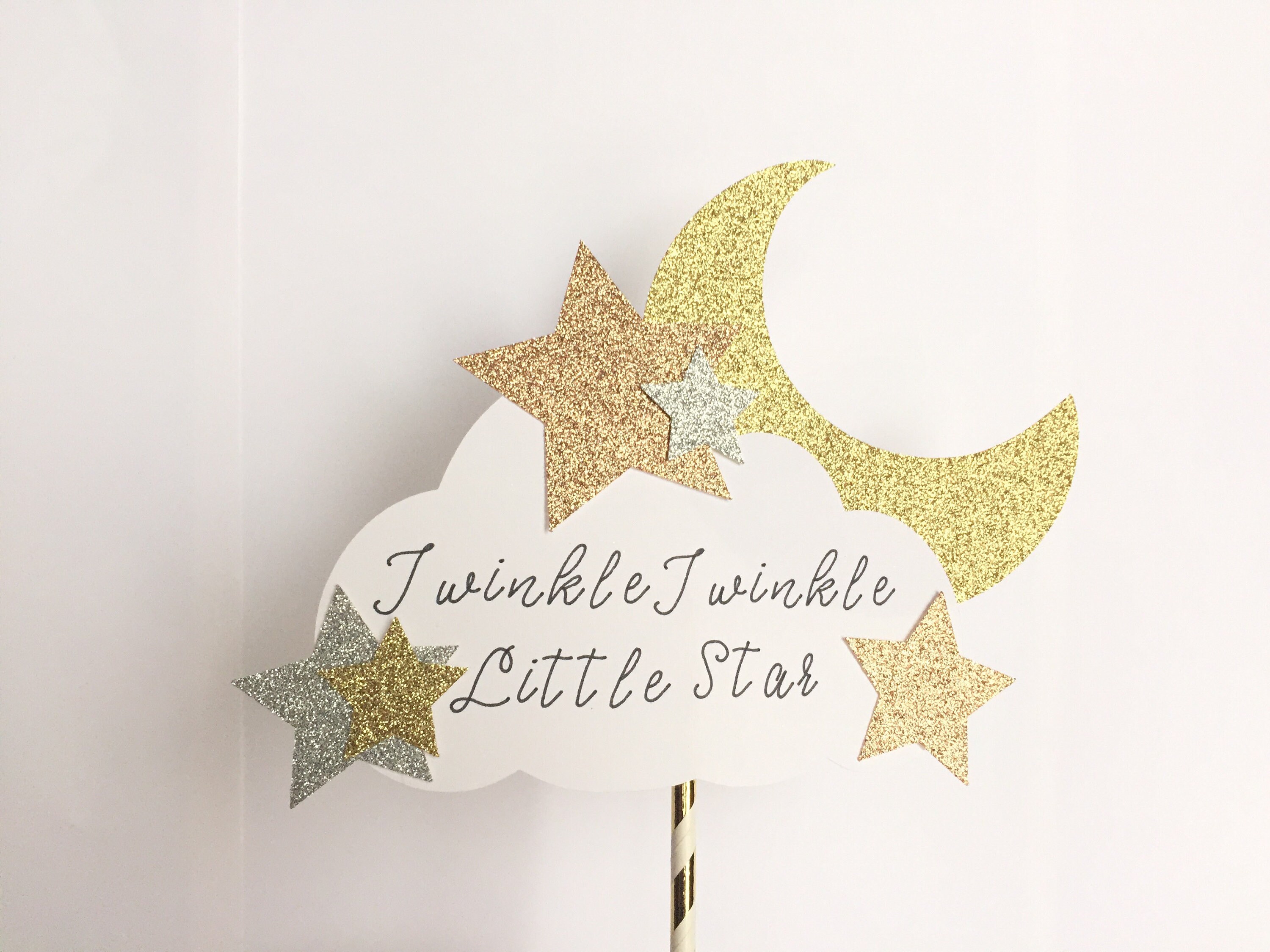 Twinkle Little Star Cake Topper | Rose Gold Baby Shower Decor | Girl ...