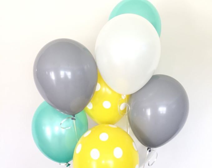 Mint and Yellow Balloons | Bumble Bee Baby Shower | Mommy To Bee Baby Shower Balloons | Yellow and Gray Balloons | Gender Reveal