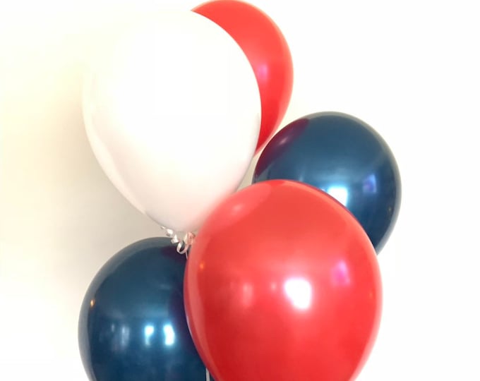 Red, White and Blue Balloons | Patriotic Birthday Party | 4th of July Party Decor | Independence Day | Red and Navy Balloons