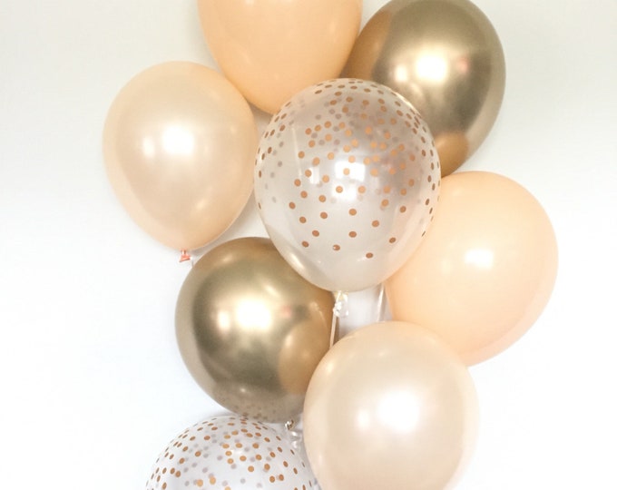 Blush and Gold Balloons | Blush and Chrome Gold Balloons | Gold and Blush Balloons | Gold Bridal Shower Decor | Blush Bridal Shower