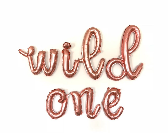 Wild One Balloons | Wild One Baby Shower Decor | Rose Gold Wild One First Birthday | Rose Gold Wild One Balloons | Script Balloon Letters