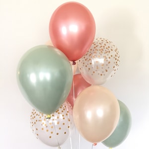 Rose Gold Balloons | Sage Green Balloons | Light Green Wedding Decor |Sage Green Bridal Shower Decor | Rose Gold and Green Baby Shower