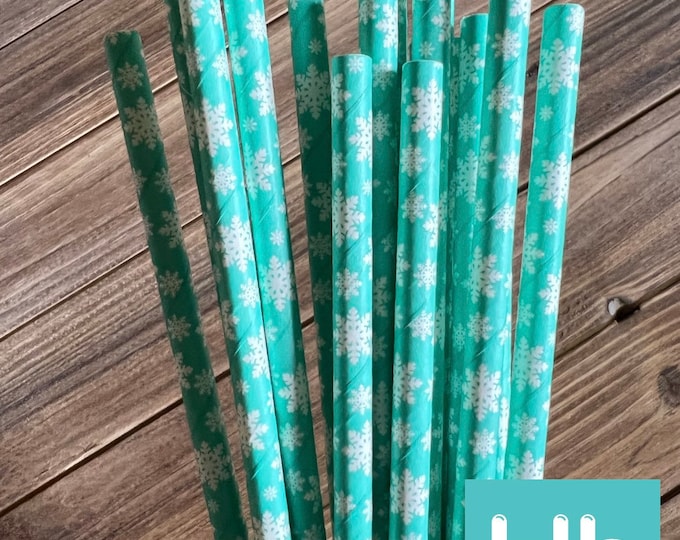 Little Snowflake Straws | Teal Winter ONEderland Party Straws | Teal and White Straws | Ice Princess Birthday Party Decor |Snowflake Baby