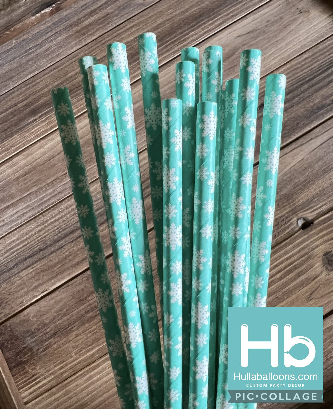 Little Snowflake Straws  Teal Winter ONEderland Party Straws