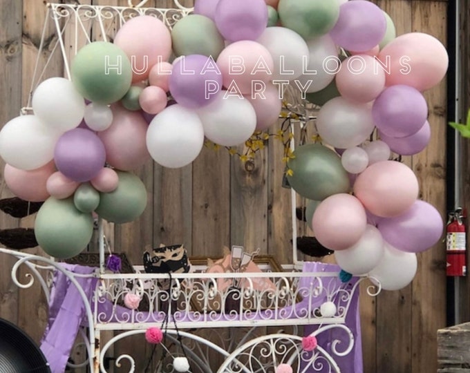 Lavender and Sage Balloon Garland Kit | Lavender Bridal Shower Decor | Sage and Blush Baby Shower | Spring Baby Shower