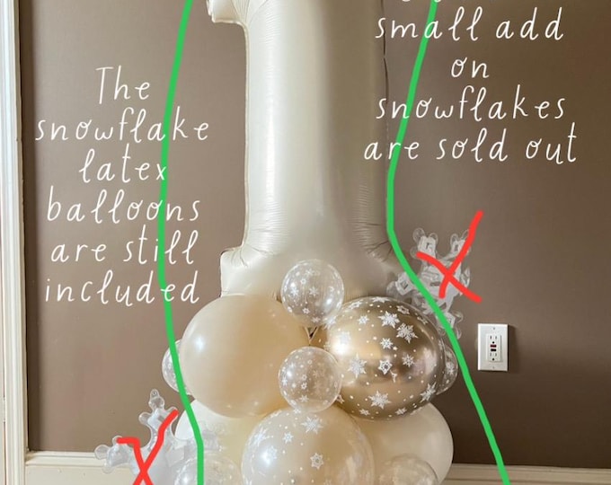 Cream Snowflake Number Balloon Tower Kit | Winter Wonderland Birthday Decor | Snow Much Fun Balloon Display | Beige Winter ONDerland |